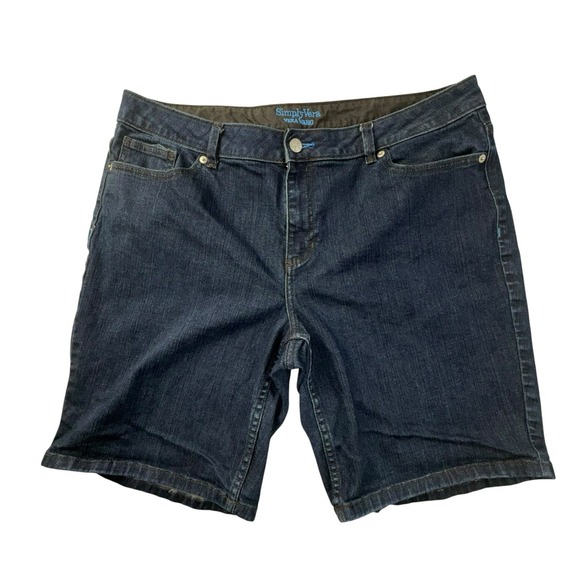 Simply Vera Vera Wang Pants - Simply Vera Wang Jean Shorts Flex Mid Rise Dark Wash Women 16